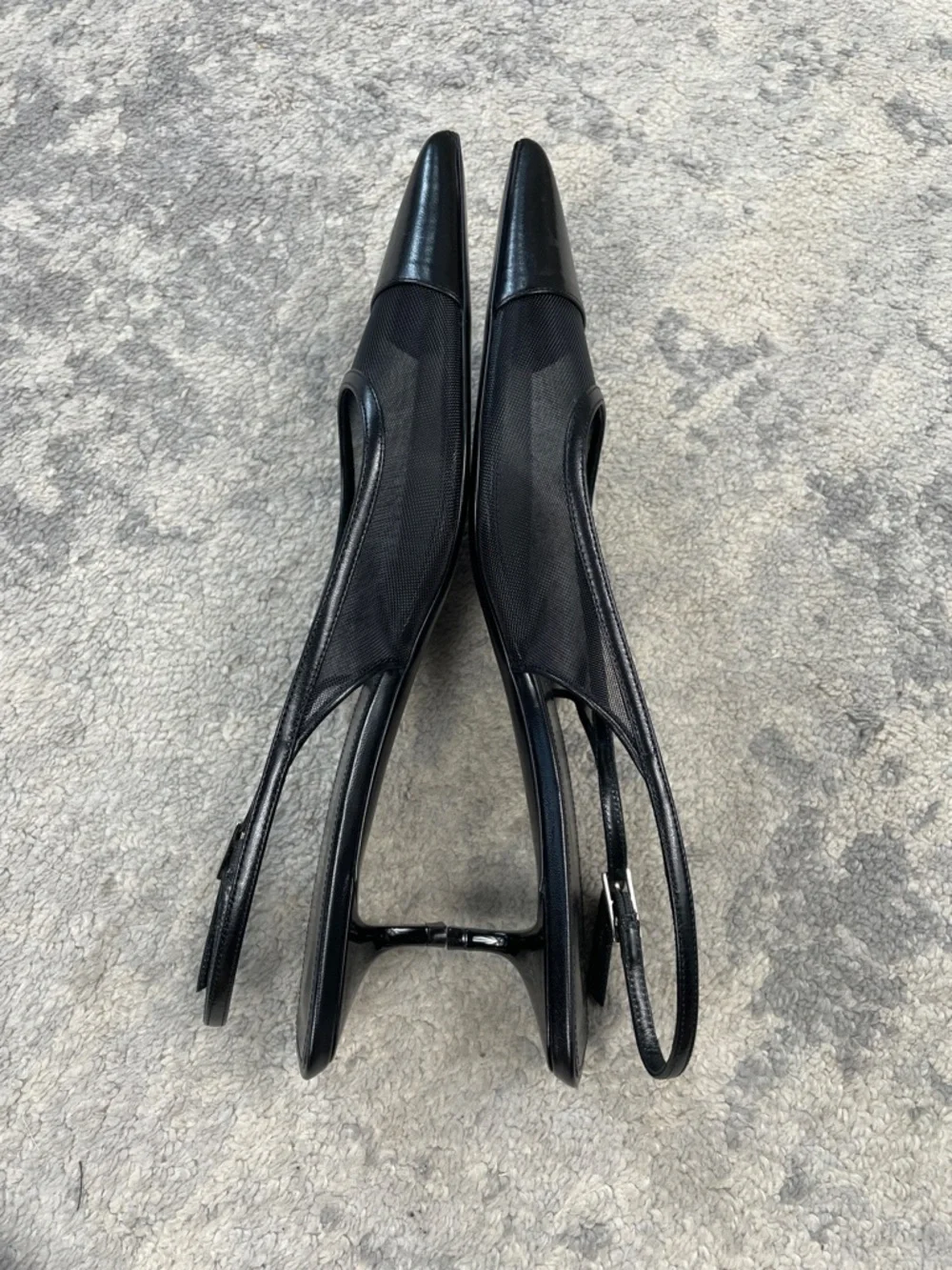 NIB Saint Laurent Oxalis Slingback Pumps Leather Mesh Kitten Heel Pointed Toe 40 - Picture 13 of 16